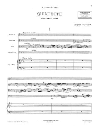 Quintette op. 1 - Partition - TURINA - Partition - Grand format